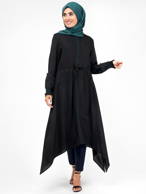 drawstring ruched asymmetric hijab dress - 16512916 - Very Small Image - 1
