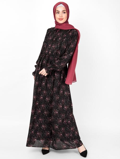 tie knot floral maxi hijab dress - 16512946 - Very Small Image - 1