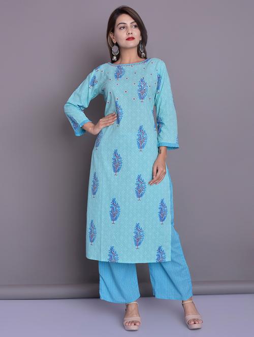 floral printed kurta with palazzo set - 16513055 - Very Small Image - 1