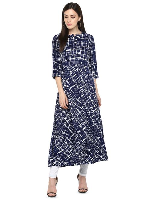printed a-line ethnic dress - 16513447 - Very Small Image - 1