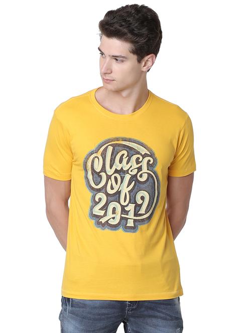 yellow chest print t-shirt - 16514633 - Very Small Image - 1