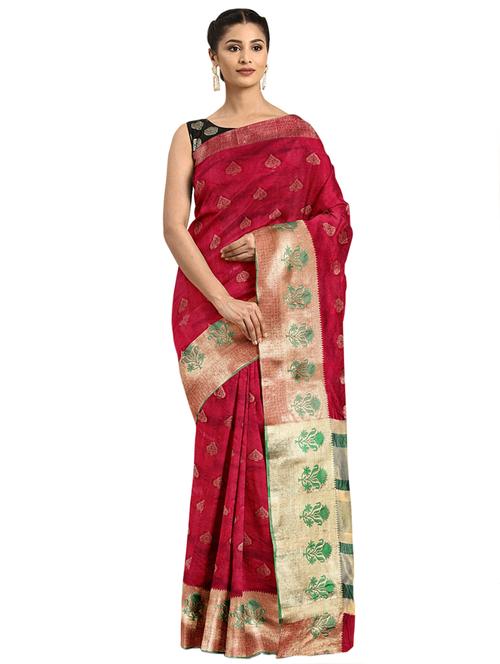 self-design woven saree with blouse - 16514667 - Very Small Image - 1