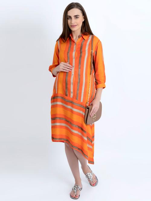 striped asymmetric maternity wear dress - 16514966 - Very Small Image - 1