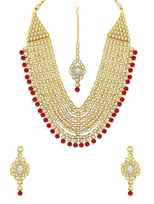 red metal necklaces and earring - 16515641 - Very Small Image - 1