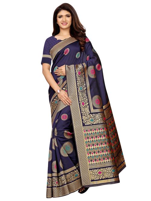 self-design banarasi saree with blouse - 16515726 - Very Small Image - 1