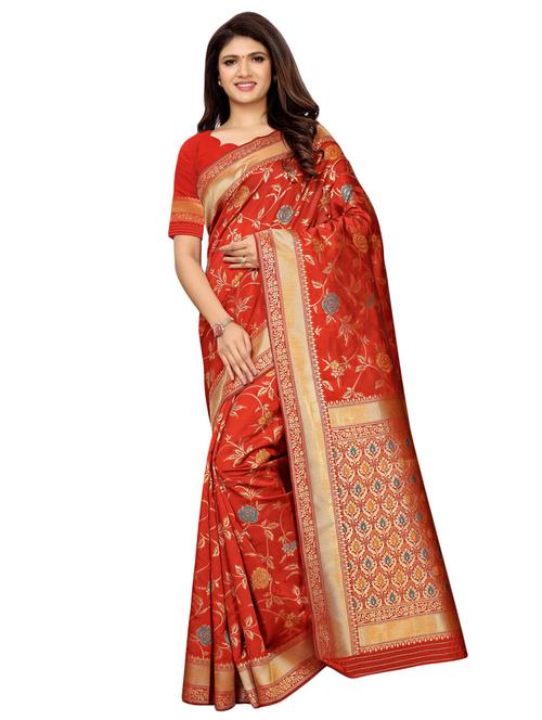 floral banarasi saree with blouse - 16515777 - Very Small Image - 1