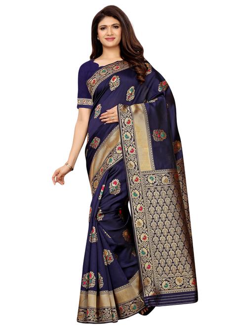 floral banarasi saree with blouse - 16515779 - Very Small Image - 1