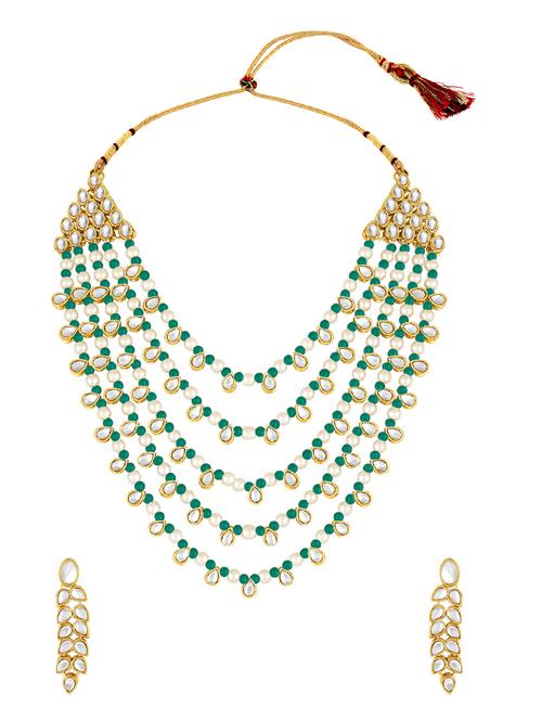 green metal necklaces and earring - 16515854 - Very Small Image - 1