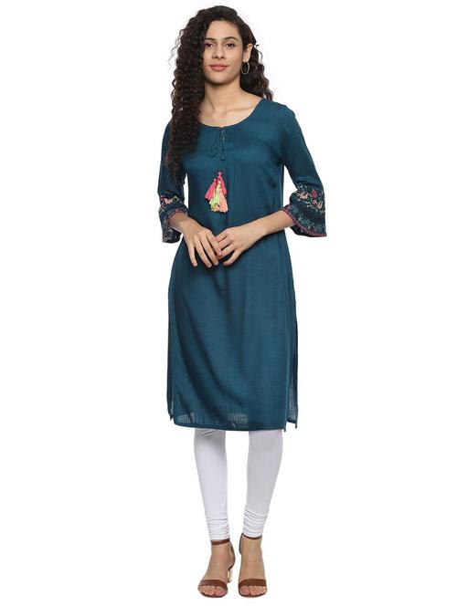 embroidered bell sleeved straight kurta - 16515907 - Very Small Image - 1