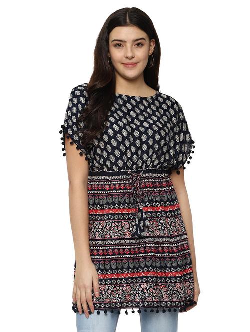 tassel tie up pom pom detail tunic - 16515916 - Very Small Image - 1
