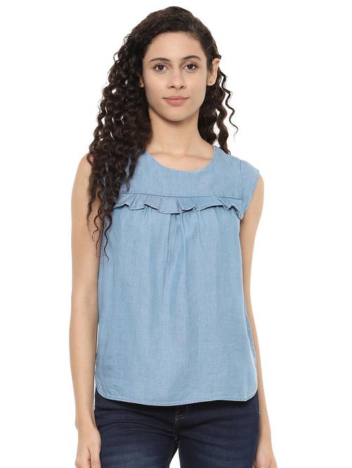 frill detail solid top - 16515944 - Very Small Image - 1
