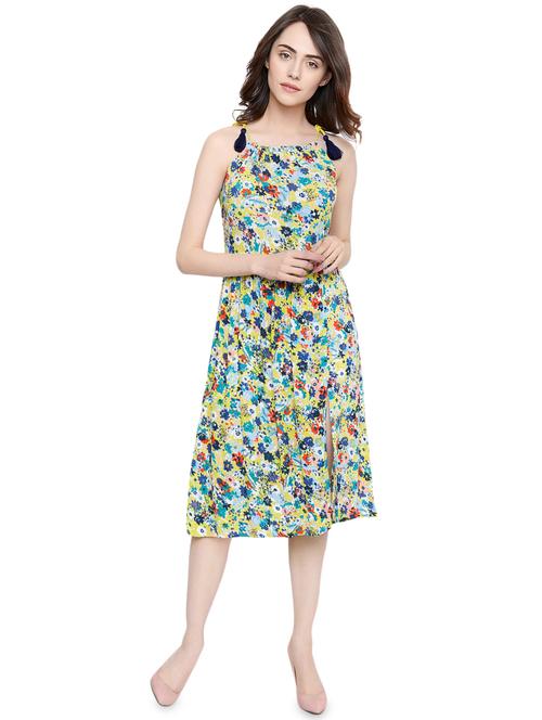 shoulder tie knot floral a-line dress - 16516146 - Very Small Image - 1