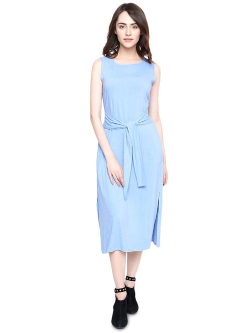tie front solid a-line dress - 16516149 - Very Small Image - 1