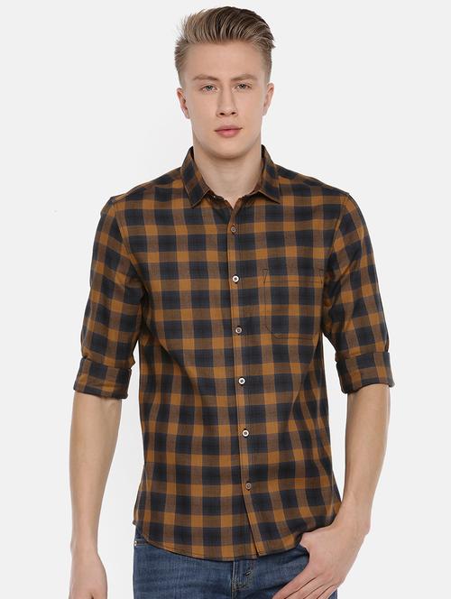 yellow checkered casual shirt - 16516649 - Very Small Image - 1