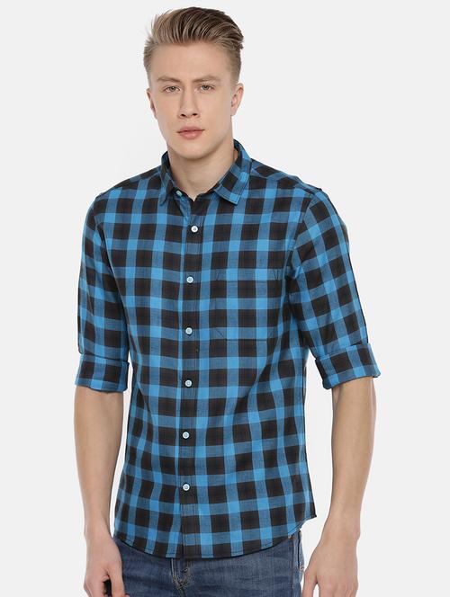 blue checkered casual shirt - 16516650 - Very Small Image - 1