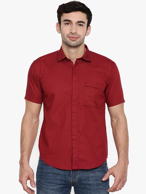 red solid casual shirt - 16516672 - Very Small Image - 1