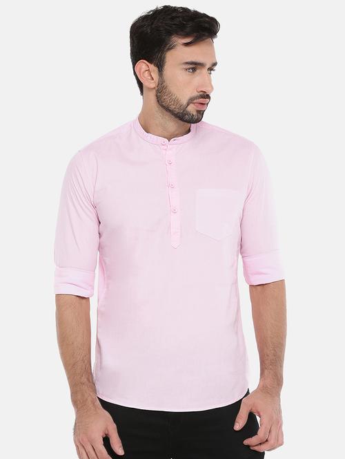 pink solid short kurta - 16516777 - Very Small Image - 1