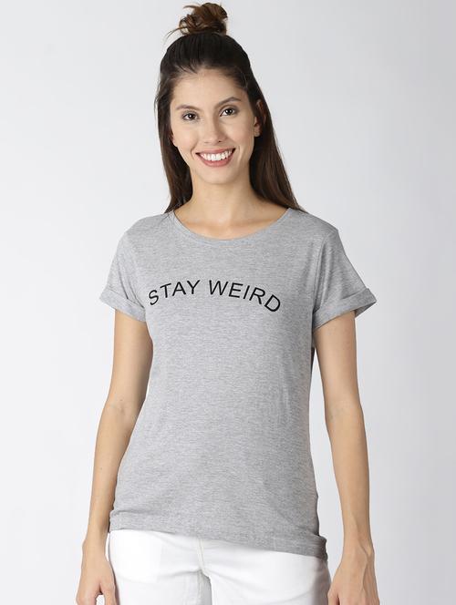 turn up sleeved quirky text tee - 16516804 - Very Small Image - 1