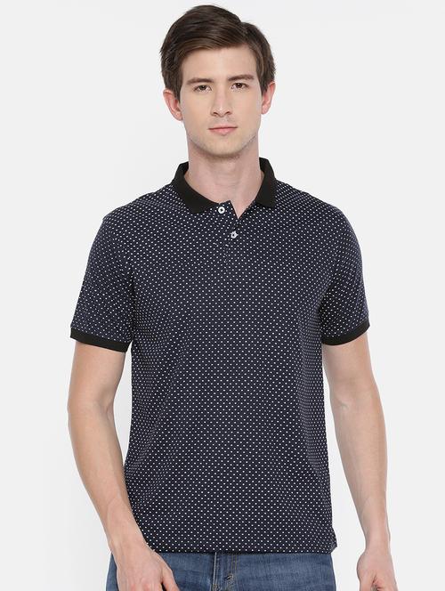 navy blue polka dotted polo t-shirt - 16517006 - Very Small Image - 1