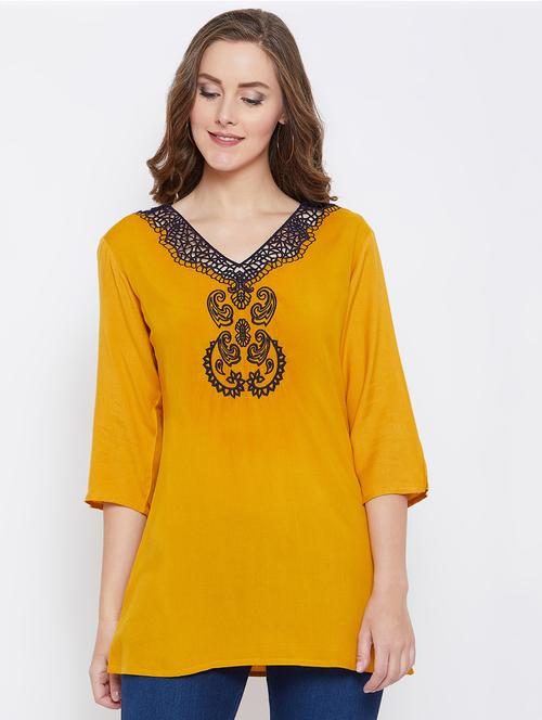 embroidered detail solid tunic - 16517552 - Very Small Image - 1