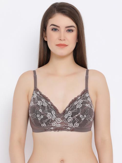 floral laced mesh detail bra - 16518240 - Very Small Image - 1