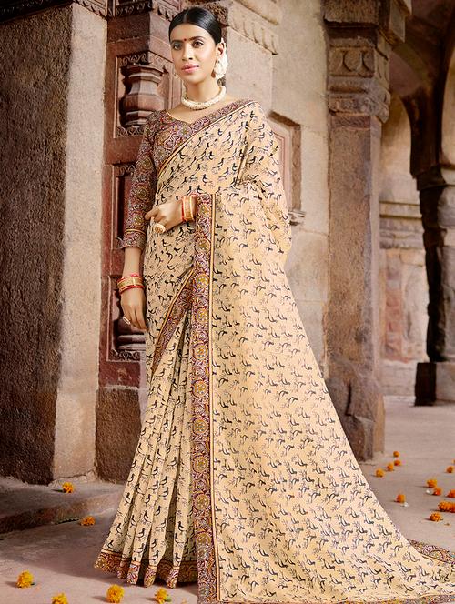 conversational printed saree with blouse - 16518354 - Very Small Image - 1