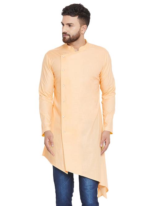 yellow solid asymmetric kurta - 16518655 - Very Small Image - 1
