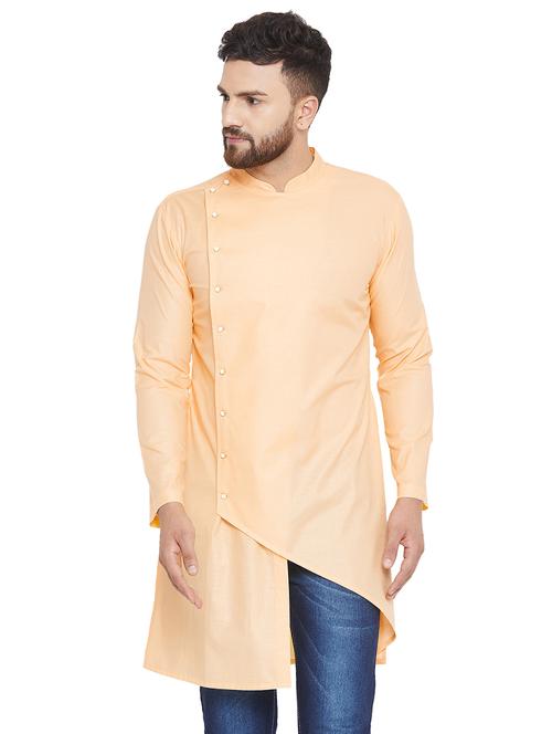 yellow solid asymmetric kurta - 16518657 - Very Small Image - 1