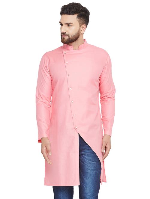 pink solid asymmetric kurta - 16518667 - Very Small Image - 1