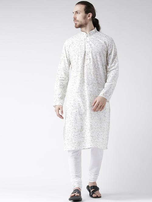 white linen printed long kurta - 16519071 - Very Small Image - 1