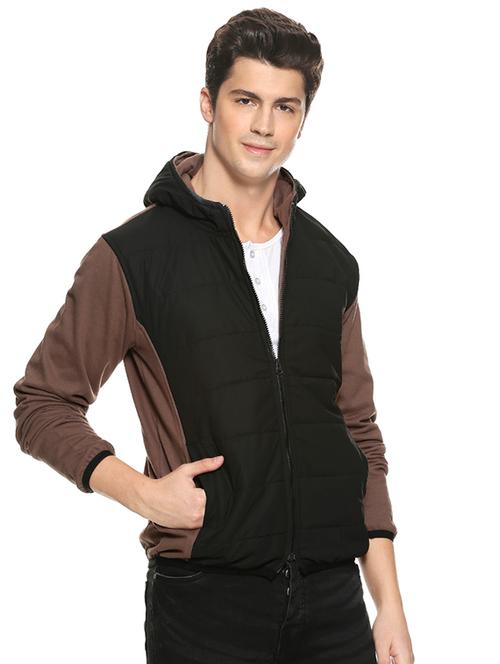 brown color block quilted jacket - 16519231 - Very Small Image - 1