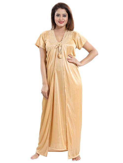 lace detail robe with nighty set - 16519343 - Very Small Image - 1