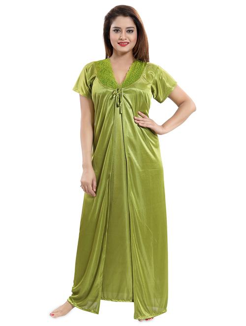 lace detail robe with nighty set - 16519345 - Very Small Image - 1