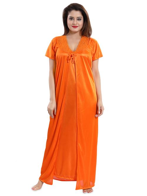 lace detail robe with nighty set - 16519346 - Very Small Image - 1