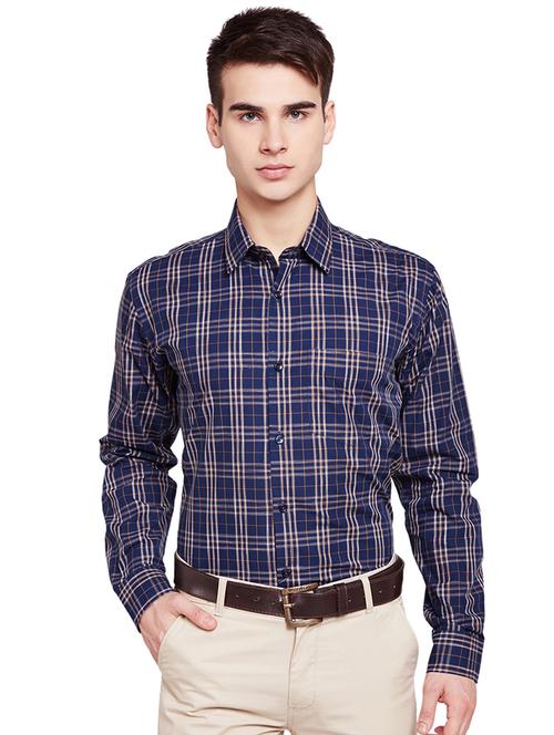 navy blue checkered formal shirt - 16519582 - Very Small Image - 1