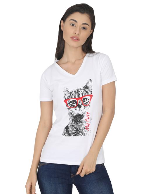 v neck quirky tee - 16519720 - Very Small Image - 1