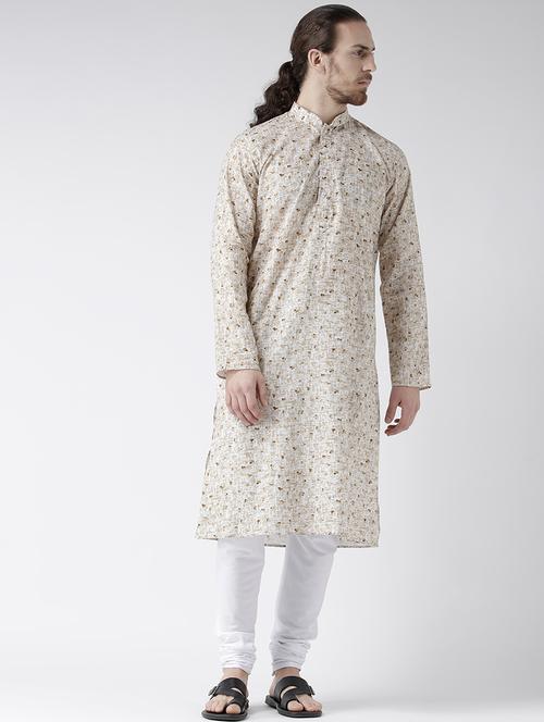 beige linen kurta pyjama set - 16520697 - Very Small Image - 1