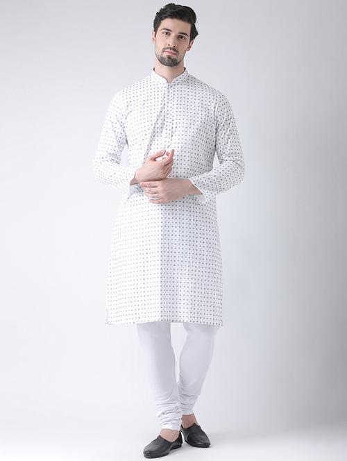 white printed kurta pyjama set - 16520787 - Very Small Image - 1