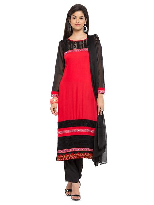 red cotton kurta pant set - 16521079 - Very Small Image - 1