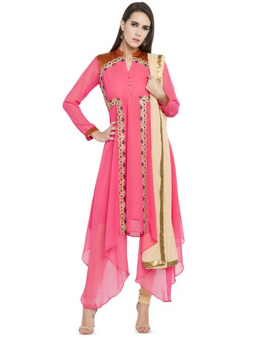embroidered kurta churidaar set - 16521148 - Very Small Image - 1