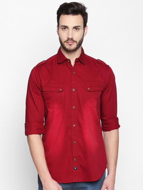red faded casual shirt - 16521335 - Very Small Image - 1