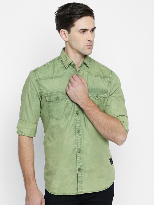 green solid casual shirt - 16521345 - Very Small Image - 1