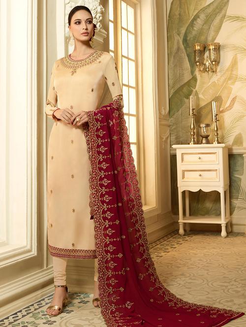 embroidered unstitched suit - 16521365 - Very Small Image - 1