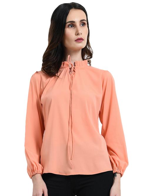 tie knot neck frill trim top - 16523824 - Very Small Image - 1