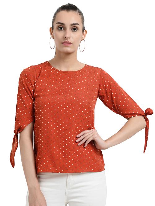 tie knot sleeved polka dots top - 16523825 - Very Small Image - 1