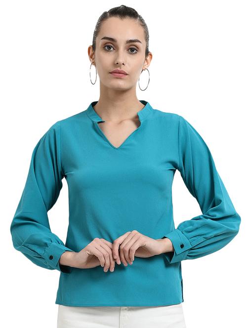 mandarin neck long sleeved top - 16523826 - Very Small Image - 1