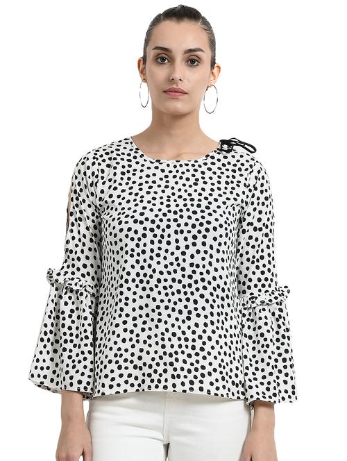 slit sleeved polka dots top - 16523829 - Very Small Image - 1