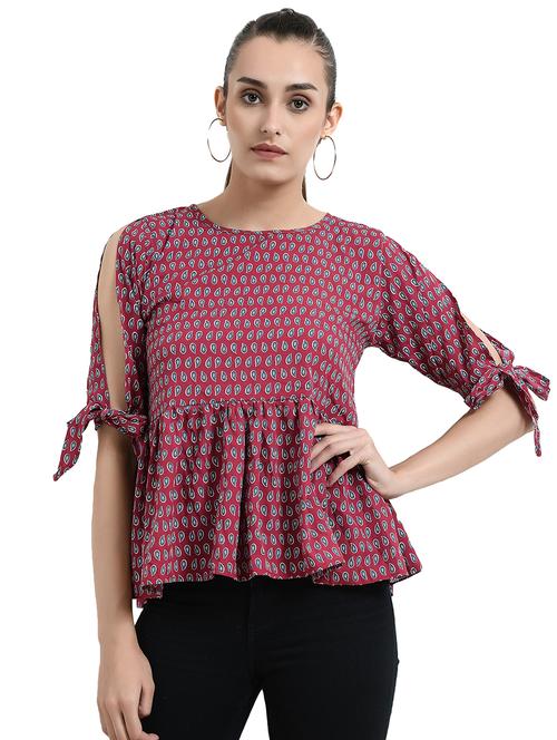 tie knot sleeves gathered top - 16523834 - Very Small Image - 1