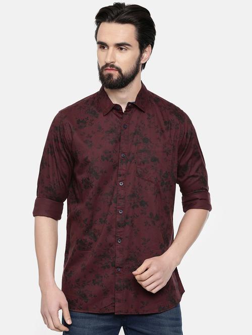 maroon printed casual shirt - 16523967 - Very Small Image - 1