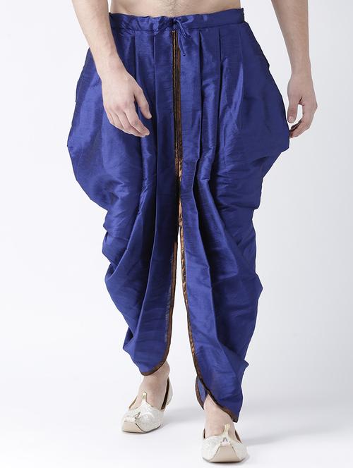 blue solid polyester dhoti - 16524117 - Very Small Image - 1